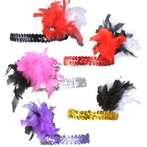 Charleston Federkopfschmuck verschiedenfarbig   Das Stirnband aus Pailletten und Marabu-Federn gehört zu jedem Flapper Kostüm  Jetzt bestellen  Silber / Pink / Schwarz
