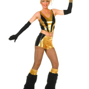 80er Jahre Pop Diva Kostüm   Sexy Pop Star Outfit in Gold L / 40