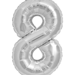 Folienballon Zahl 8 Silber Partydeko
