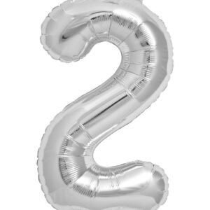 Folienballon Zahl 2 Silber Heliumballon mit 2 als Motiv