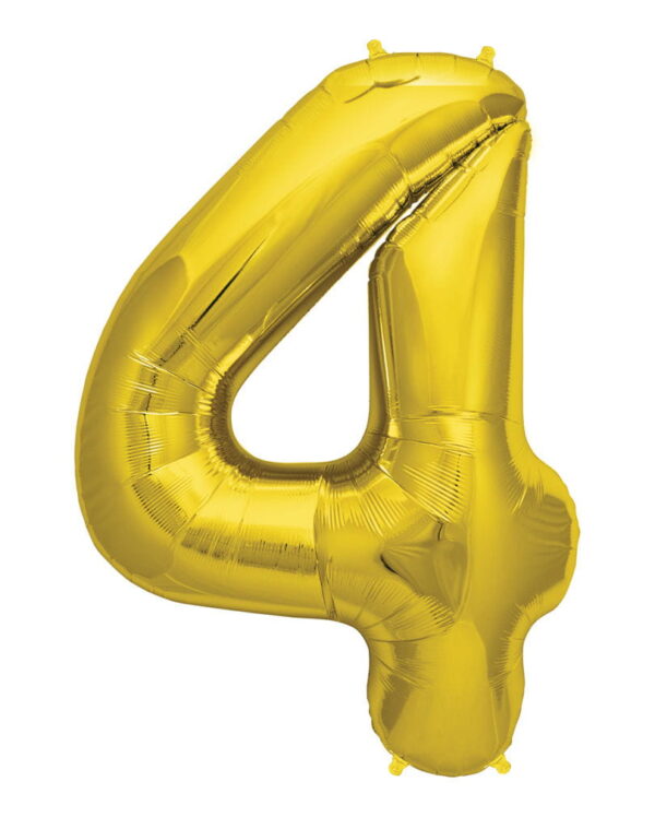 Folienballon Zahl 4 Gold Partydeko