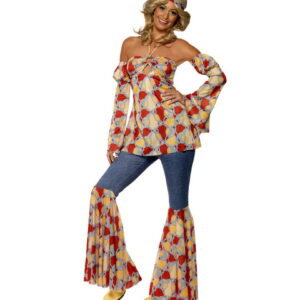 70er Vintage Hippie Girl Kostüm für Fasching L 44-46
