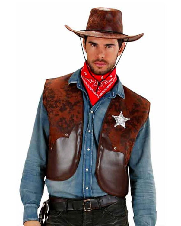 Cowboy Weste braun XL   Cowboy Kostüm Zubehör L/XL
