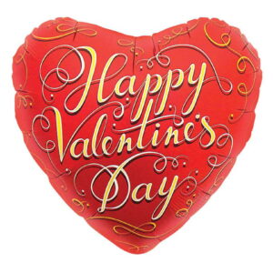 Roter Folienballon Happy Valentines Day für den Tag der Liebenden