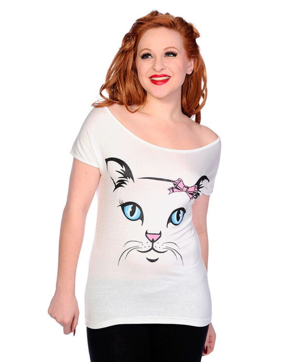 Sommershirt Cat Face   Katzenshirt  Hipster Mode L