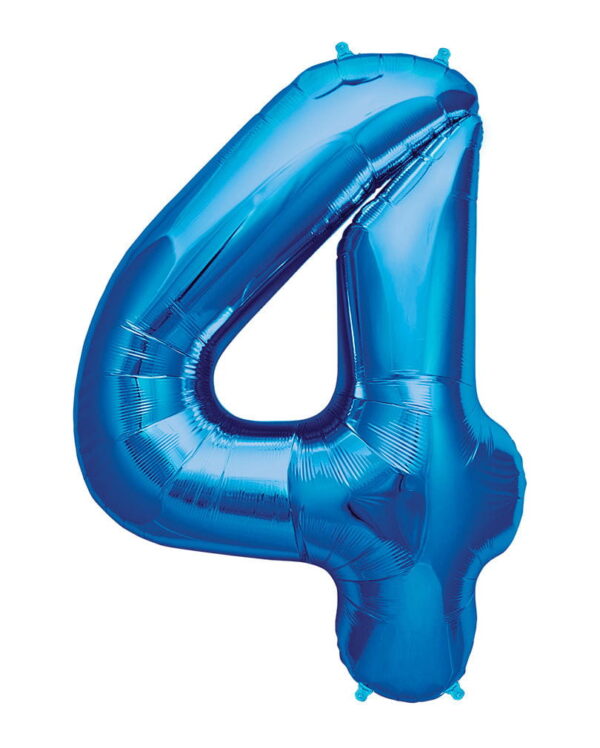 Folienballon Zahl 4 Blau Geburtstags Deko
