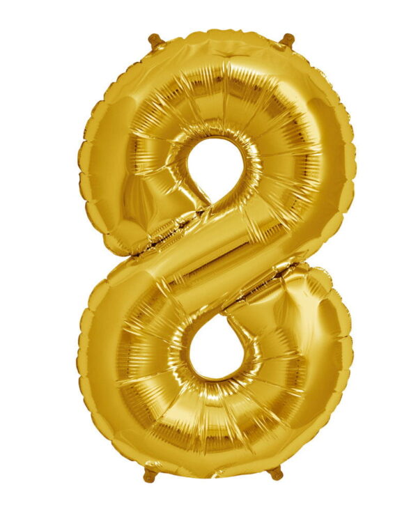 Folienballon Zahl 8 Gold Partydeko