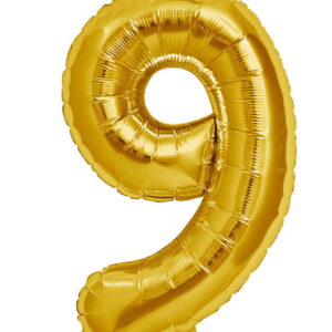 Folienballon Zahl 9 Gold Partydeko