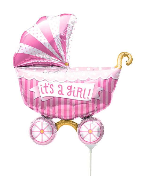 Mini-Folienballon Kinderwagen - It´s A Girl -   Dekoballon als
