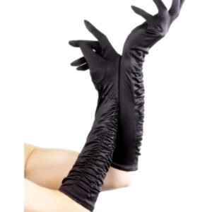 Lange Damenhandschuhe schwarz   Satinhandschuhe