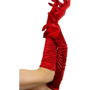 Lange Damenhandschuhe rot   Satinhandschuhe