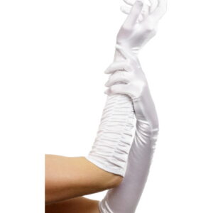 Lange Damenhandschuhe weiß   Satinhandschuhe