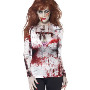Blutiges Zombie Lady Longshirt für weibliche Horrofans M