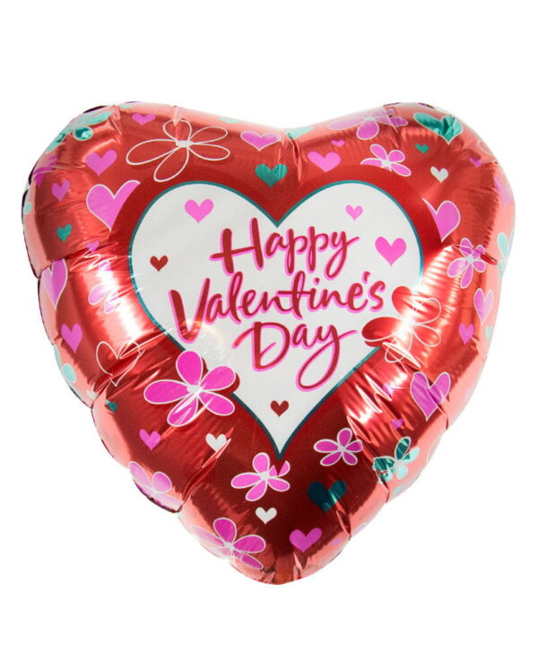 Valentinstag Herz Folienballon mit Blumen   Herzballon für den