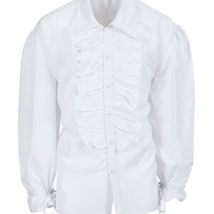 Weißes Herrenhemd mit Rüschen & Knöpfen   Klassisches Hemd als Kostümzubehör XL