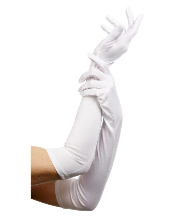 Ellenbogenlange Handschuhe weiß   lange Damenhandschuhe