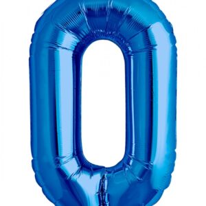 Blauer Folienballon Zahl 0 als Geschenk