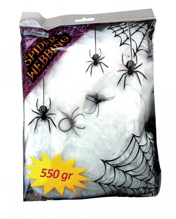 Künstliche Spinnweben 550g mit 4 Spinnen kaufen