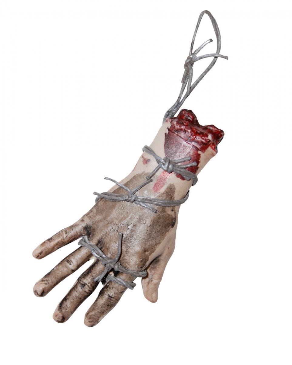 Abgetrenne Hand mit Stacheldraht  Halloween-Deko