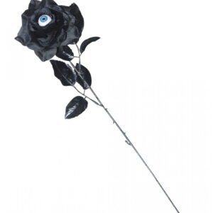 Schwarze Gothic Rose mit blauem Auge als Kostümzubehör
