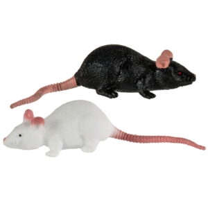 Gummi Ratte 11cm - Schwarz / Weiß als Stretch-Tier