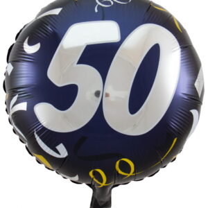 Ballon mit Zahl 50 schwarz-gold 45 cm  als Deko