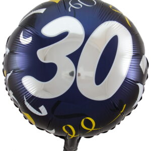 Ballon mit Zahl 30 schwarz-gold 45 cm  als Deko