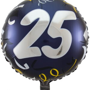 Ballon mit Zahl 25 schwarz-gold 45 cm  als Deko