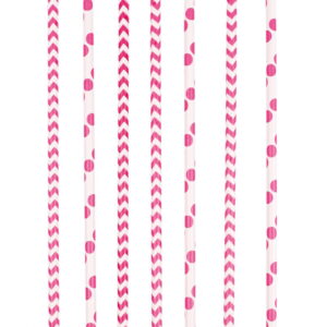 12 Papier Trinkhalme Pink ➤ Party Strohhalme