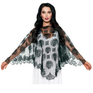 Day of the Dead Poncho mit Spitze  Halloween Mode