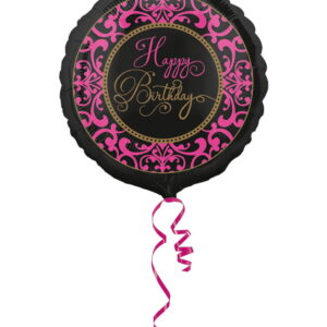 Folienballon Happy Birthday schwarz-pink 43cm ★