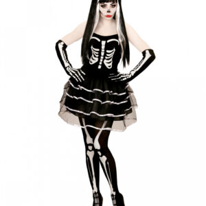 Skelett Minikleid mit Handschuhen  Halloween ? M