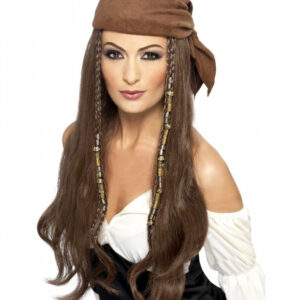 Piraten Frau Perücke mit Kopftuch für Karneval