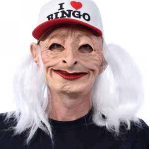 I love Bingo Oma Maske mit Haaren und Mütze ★