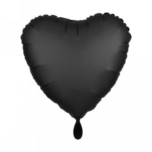 Schwarzer Satin Herz Folienballon zum Valentinstag