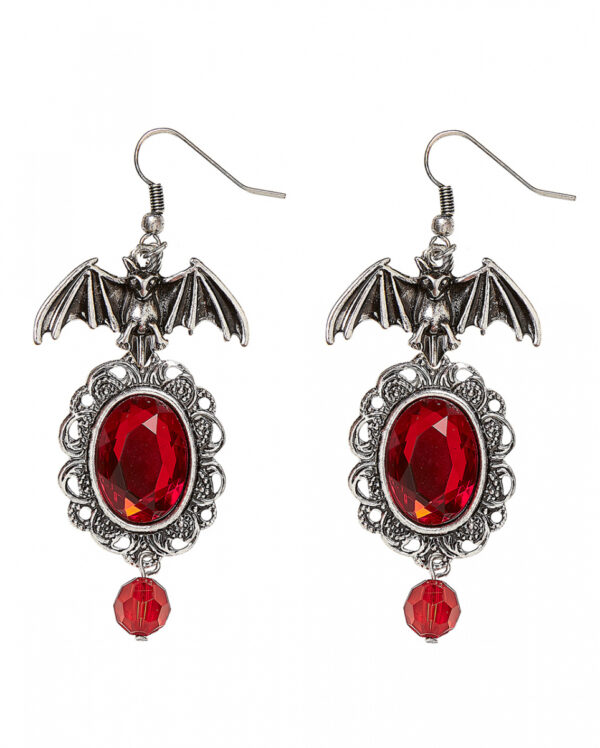 Rote Kostüm Ohrringe mit Fledermaus Motiv ◆