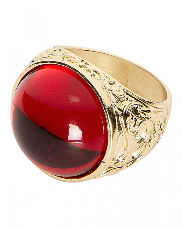 Vampir Ring Golden mit Rubinrotem Stein kaufen