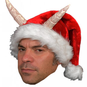 Weihnachtsmann Mütze mit Hörnern als Kostüm-Accessoire