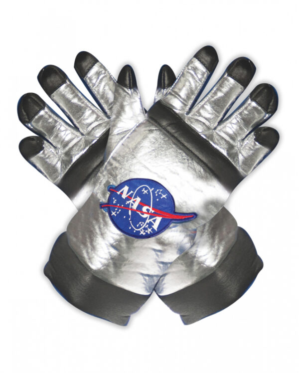 Silberne Astronauten Handschuhe als Kostüm Accessoire