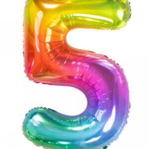Regenbogen Folienballon Zahl 5  Heliumballon