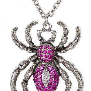 Spinnen Halskette mit lila Strass Steinen ◆