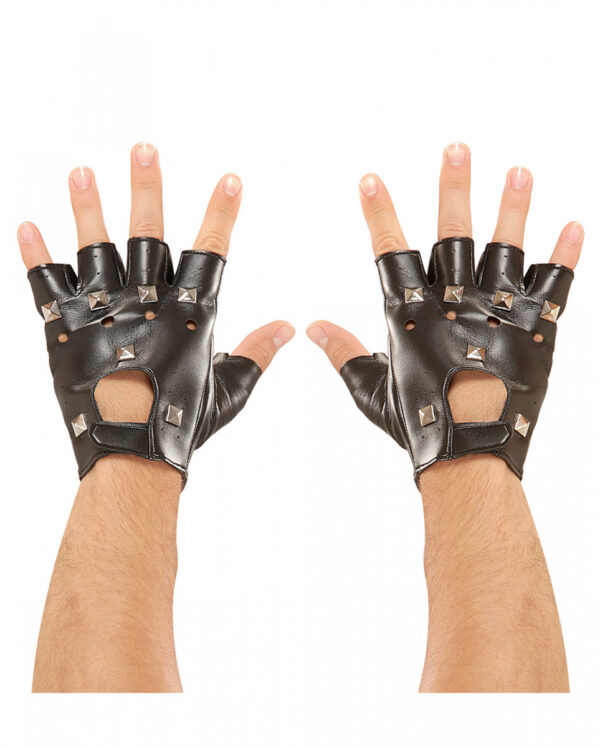 Rocker & Biker Handschuhe mit Nieten für Fasching!