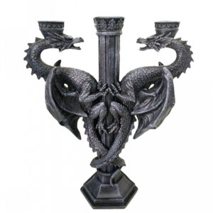 Drachen Altar Kerzenhalter 3-armig aus Kunststein
