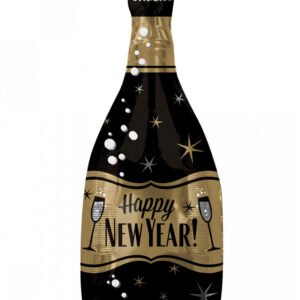 Happy New Year Champagner Flasche Folienballon ✯
