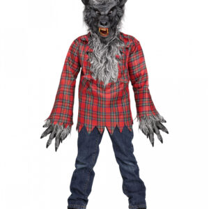Werwolf Kinderkostüm Grau mit Maske L