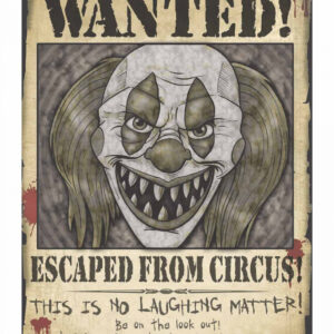 Horror-Clown Wanted Poster ➔ Halloween Deko