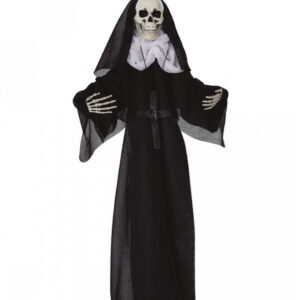 Nonne als Skelett Hängefigur mit Fetzenkleid
