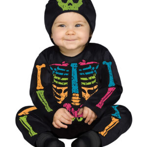 Halloween Baby Knochen bunt weiches Baby Kostüm S / 6-12 Monate
