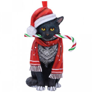 Katze mit Zuckerstange Weihnachtskugel 9cm ordern!