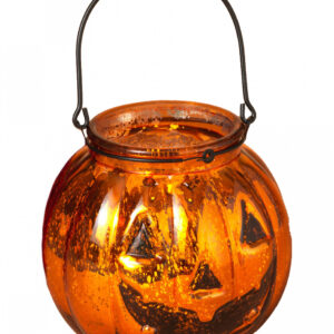 Kürbis Glas Laterne für Halloween 14cm ★